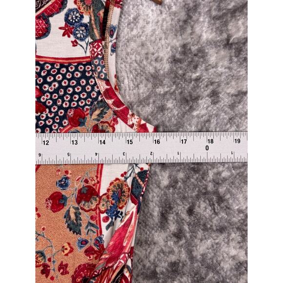 Peruvian Connection Dress XS Womens Floral Paisley Sheath Ruched Viscose Jersey - Picture 4 of 8